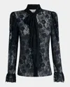 Chloé Tie-neck Lace Button-down Blouse In Black
