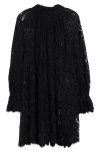 Chloé Turtleneck Long-sleeve Lace Shift Dress In Black