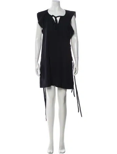 Pre-owned Chloé Tie Neck Mini Dress In Blue