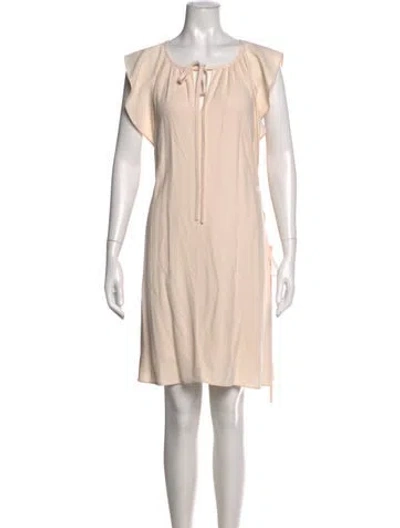 Pre-owned Chloé Tie Neck Mini Dress In Neutrals