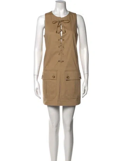 Pre-owned Chloé Tie Neck Mini Dress In Neutrals