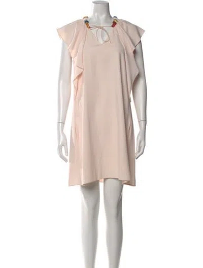 Pre-owned Chloé Tie Neck Mini Dress In Pink