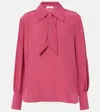Chloé Tie-neck Silk Top In Pink