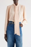 Chloé Long-sleeved Silk Blouse In Delicate Pink