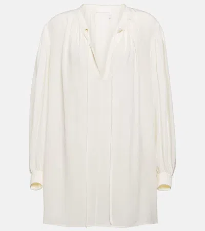 Chloé Tie-neck Silk Satin Shirt In Beige