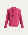 Chloé Tie-neck Silk Top In Divine Red