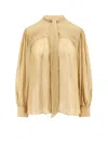 Chloé Silk Shirt With Metallic Stripes And Lurex In Neutral