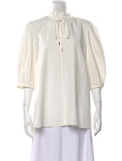Pre-owned Chloé Tie Neck Three-quarter Sleeve Blouse In Neutral