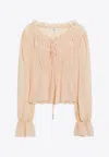 Chloé Blouse With Tie In Pink Silk Georgette In Neutral