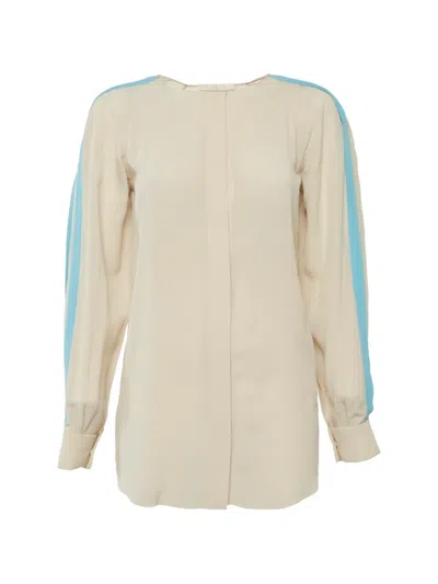 Pre-owned Chloé Tie-detail Silk Blouse In Neutral