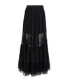 Chloé Chloe Lace-embellished Silk-chiffon Maxi Skirt In Black