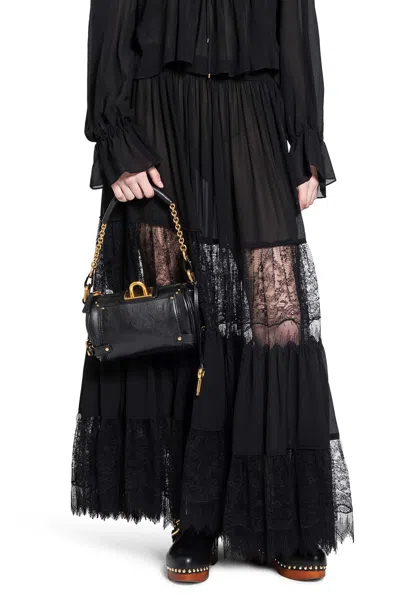 CHLOÉ TIERED LONG SKIRT IN SILK GEORGETTE AND LACE