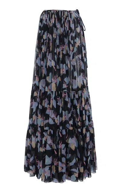 CHLOÉ TIERED ORGANIC SILK GEORGETTE MAXI SKIRT