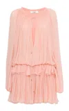 Chloé Tiered Organic Silk Mousseline Mini Dress In Pink
