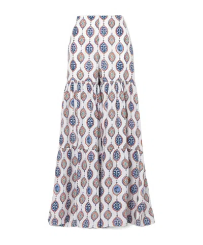 Chloé Tiered Printed Silk-habotai Flared Pants In Blue