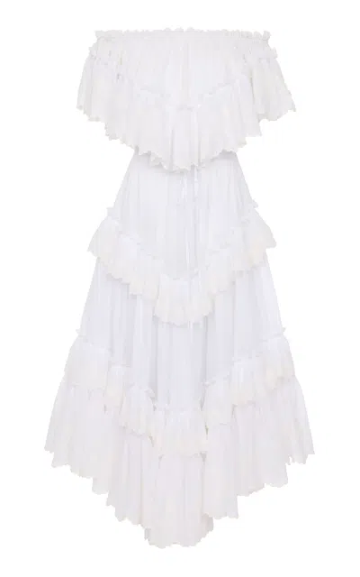 Chloé Tiered Ruffle Cotton Maxi Dress In White