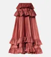 Chloé Tiered Ruffled Silk Taffeta Maxi Skirt In Pink