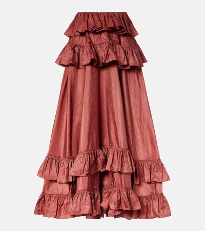 Chloé Tiered Ruffled Silk Taffeta Maxi Skirt In Pink