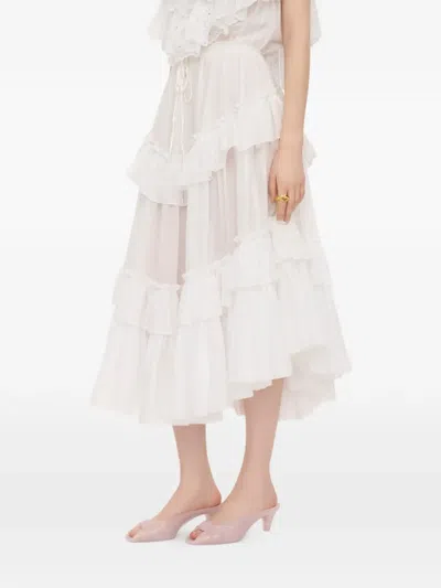Chloé Tiered Ruffled Skirt In White