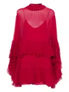 Chloé Tiered-ruffles Mini Dress In Pink