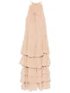 Chloé Silk Georgette Long Dress In Nude