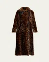 Chloé Double-breasted Tiger Print Shearling Coat In Oat Brown