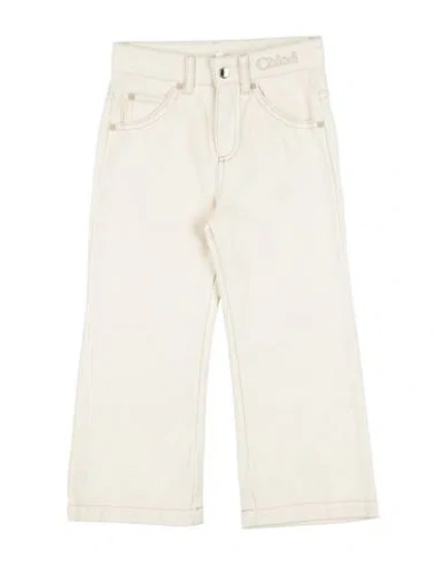 Chloé Babies'  Toddler Girl Jeans Ivory Size 4 Cotton In White