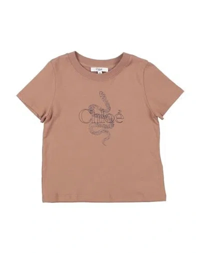 Chloé Babies'  Toddler Girl T-shirt Brown Size 6 Cotton