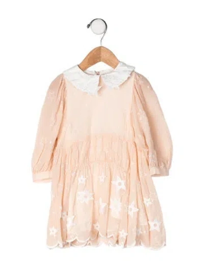 Pre-owned Chloé Babies' Toddler Girls' Embroidered Pattern Long Sleeve Dress In Pink