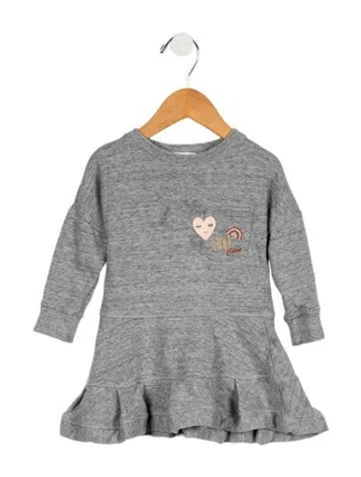 Pre-owned Chloé Babies' Toddler Girls' Embroidered Pleated Dress In Grey