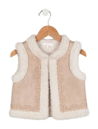 Pre-owned Chloé Babies' Toddler Girls' Faux Fur Eyelet Trim Vest In Neutrals