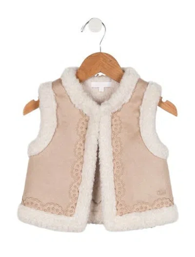 Pre-owned Chloé Babies' Toddler Girls' Faux Fur Eyelet Trim Vest In Neutrals