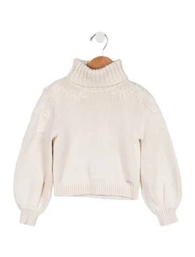Pre-owned Chloé Babies' Toddler Girls' Floral Knit Sweater In Neutrals