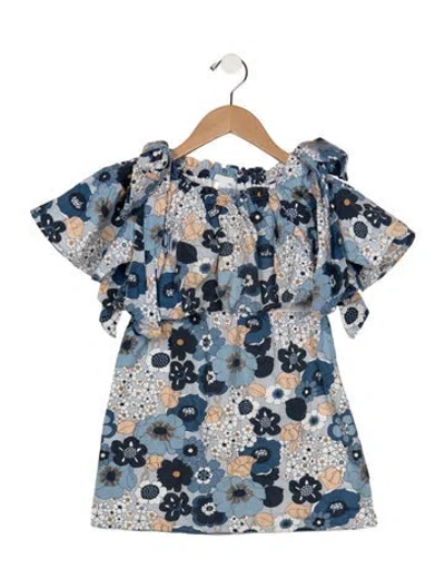 Pre-owned Chloé Babies' Toddler Girls Floral Patterned Dress In Blue