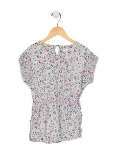 Pre-owned Chloé Babies' Toddler Girls' Floral Print Short Sleeve Dress In Blue