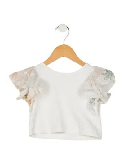 Pre-owned Chloé Babies' Toddler Girls Pattern Printed Ruffle Embellished Top In White