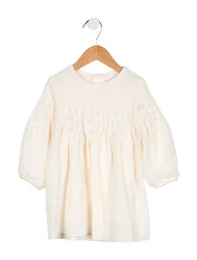 Pre-owned Chloé Babies' Toddler Girls' Pleated Crochet Trim Dress In Neutral