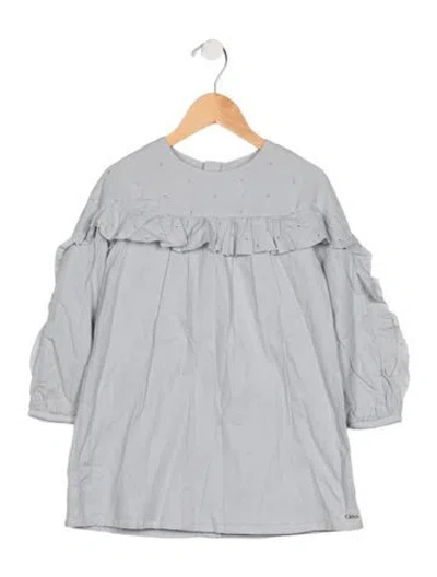 Pre-owned Chloé Babies' Toddler Girls' Ruffled Long Sleeve Dress In Blue