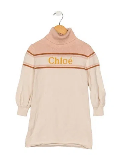 Pre-owned Chloé Babies' Toddler Girls Turtle-neck Dress In Pink