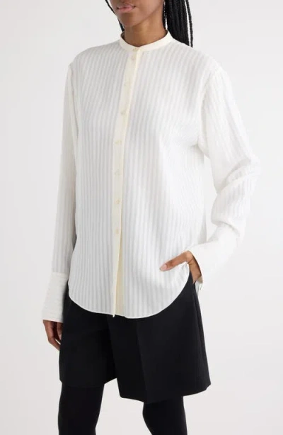 Chloé Tonal Stripe Button-up Shirt In Whisper White
