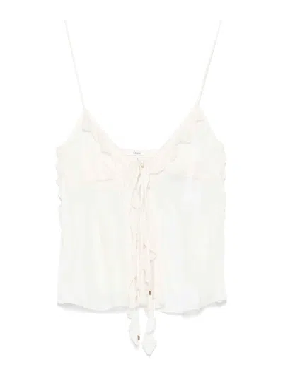 Chloé Women Silk Crop Top In White