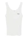 Chloé Logo Embroidered Cotton Rib Tank