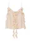 Chloé Flowy Silk Top With Ruffle And Tie In Pink