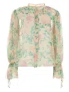 Chloé Floral Silk Balloon-sleeve Button-down Top