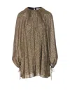 Chloé Balloon-sleeve Metallic Silk Mini Dress
