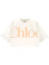 Chloé Cropped Printed Cotton-jersey T-shirt In White