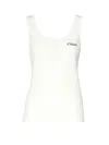 Chloé Embroidered Ribbed Cotton Tank