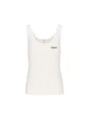 Chloé Embroidered Ribbed Cotton Tank