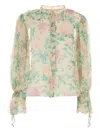 Chloé Floral Silk Balloon-sleeve Button-down Top