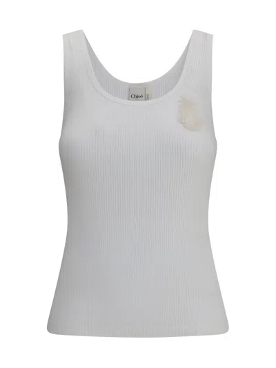 Chloé Tank Top In Cotton Jersey In White